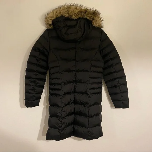 Lands' End Black Squall Parka Down Coat with Faux Fur Trim. - Picture 2 of 8